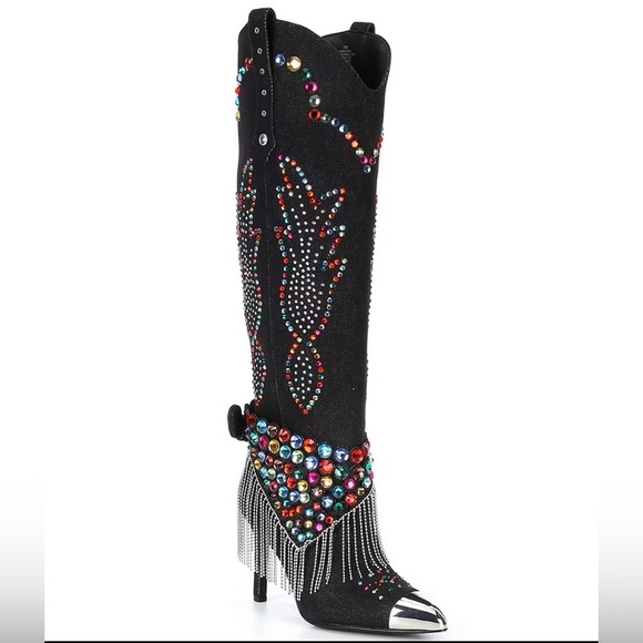Gianni Bini Embellished Dark Jean Knee-High Women's Boots NEW 8.5 💎 - Picture 1 of 9